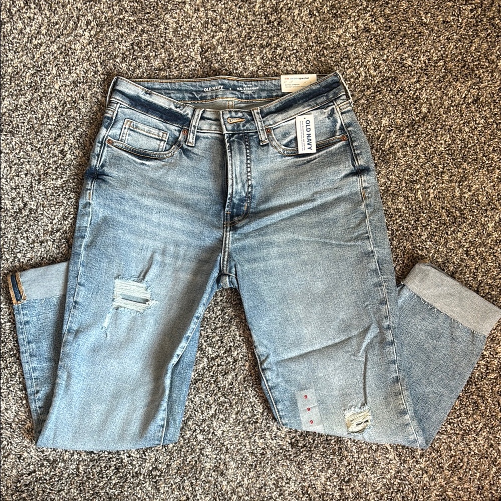 Old Navy High-Rise O.G. Straight Ankle Distressed Jeans